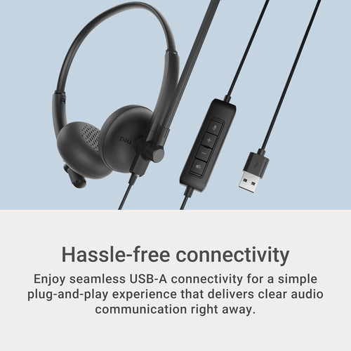 Dell WH125 Wired USB-A Stereo Headset - Black