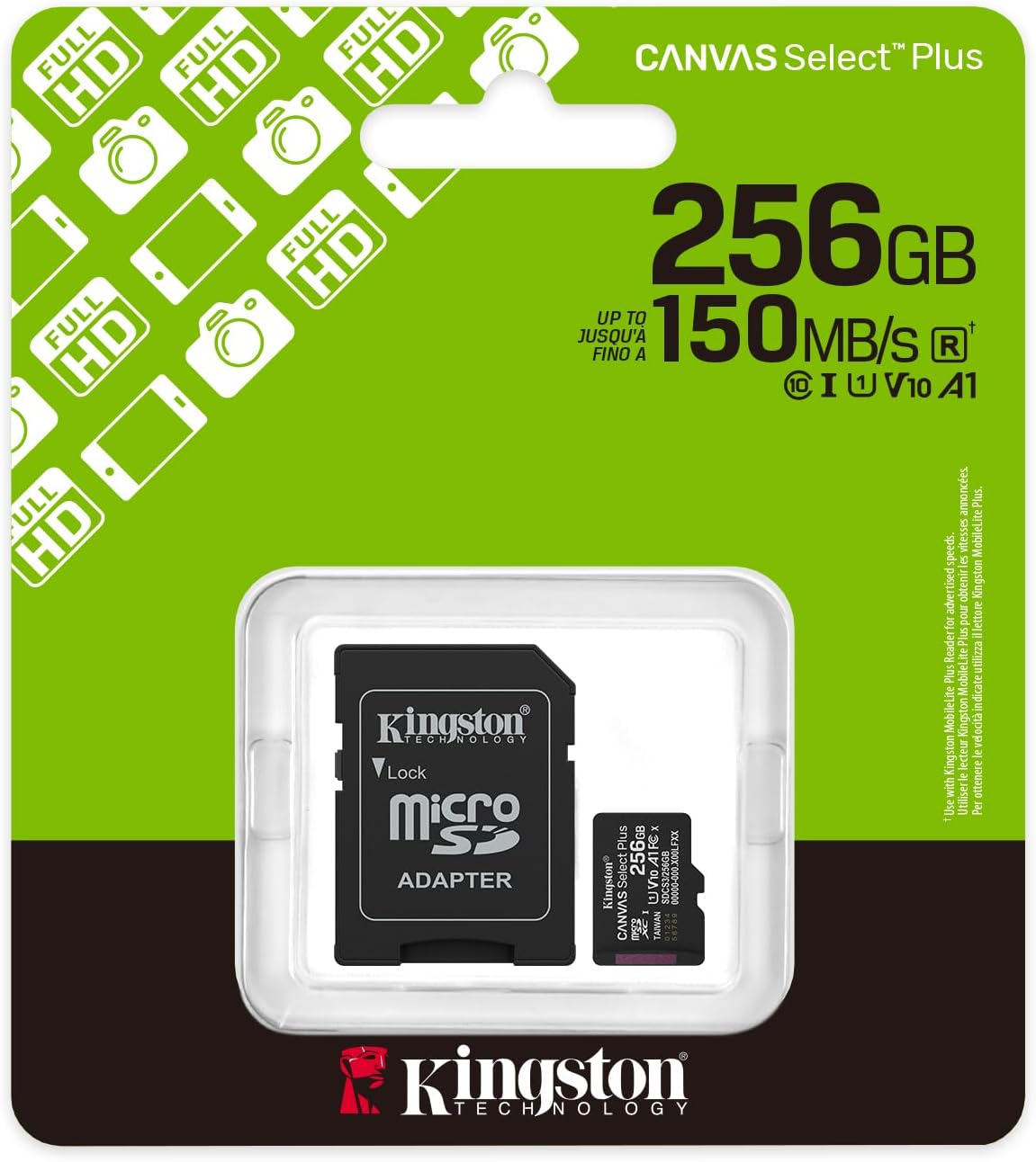 Kingston Canvas Select Plus 256GB microSDXC Memory Card & SD Adapter