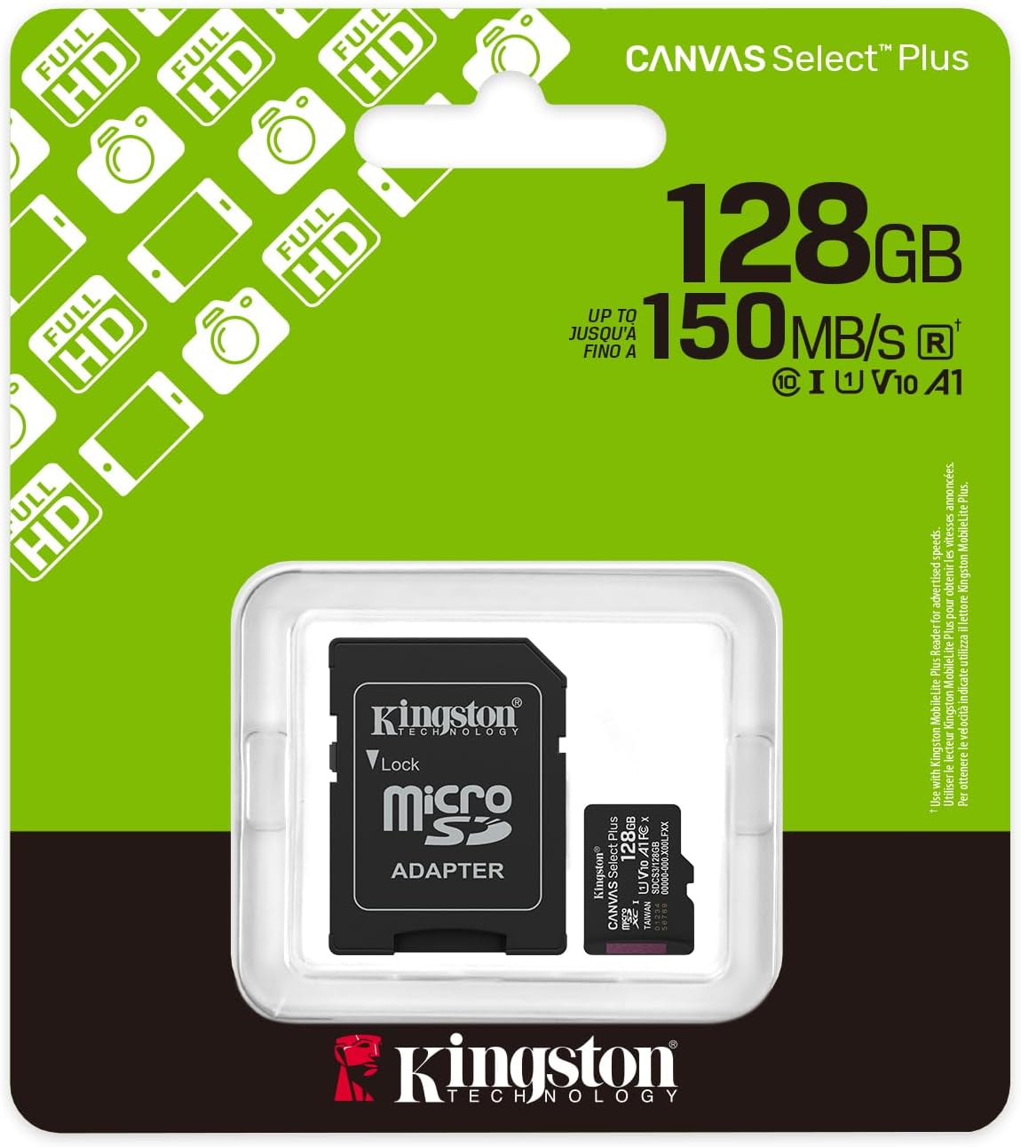 Kingston Canvas Select Plus 128GB microSDXC Memory Card & SD Adapter