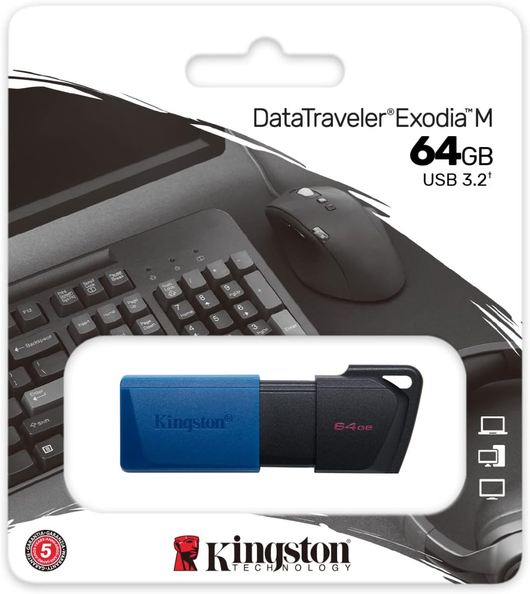 Kingston DataTraveler Exodia M 64GB USB 3.2 Gen 1 Flash Pen Drive | Blue/Black