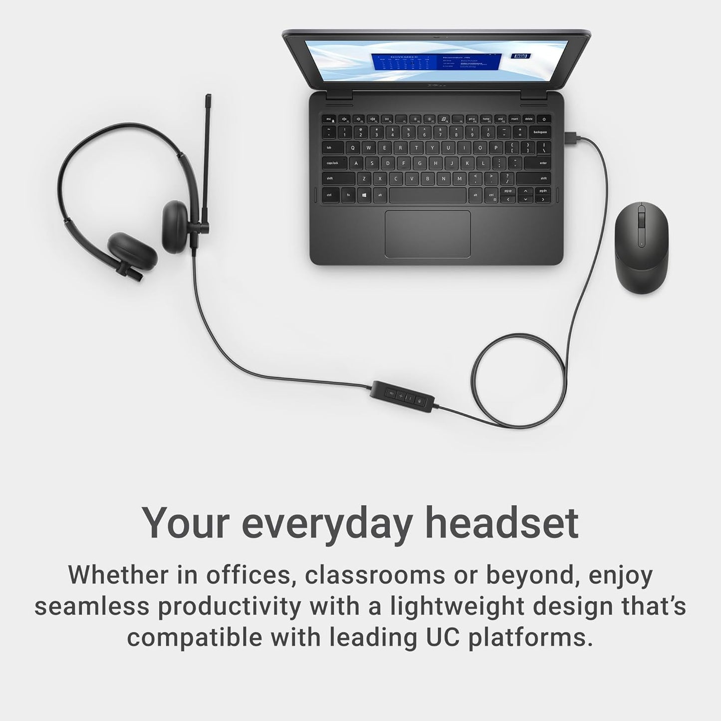 Dell WH125 Wired USB-A Stereo Headset - Black